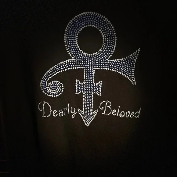 Prince Dearly Beloved Symbol Custom Rhinestone Tee XL - Picture 2 of 7